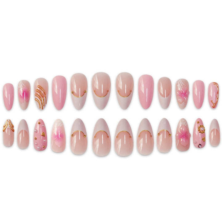 Artistic Floral Stiletto Nail Extensions Bowlift