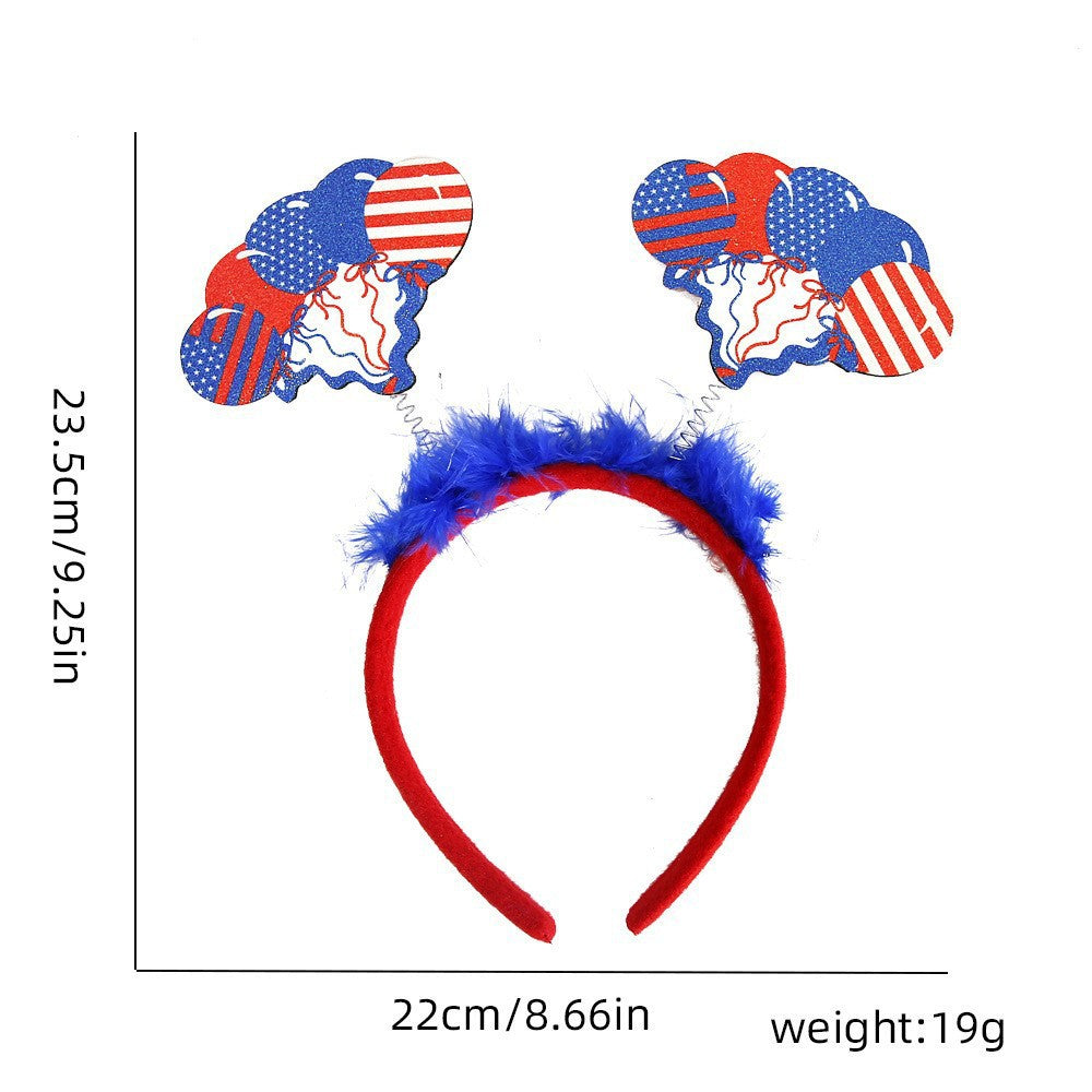 Women's Independence Day patriotic pompom headband with tinsel star toppers Bowlift