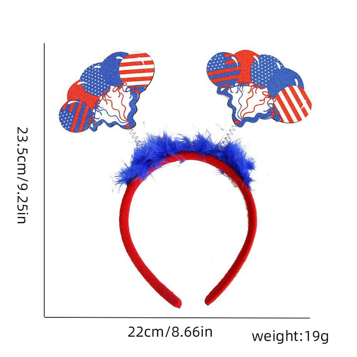 Women's Independence Day patriotic pompom headband with tinsel star toppers Bowlift