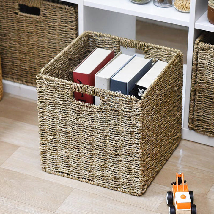 Rectangular Natural Fiber Storage Basket Bowlift