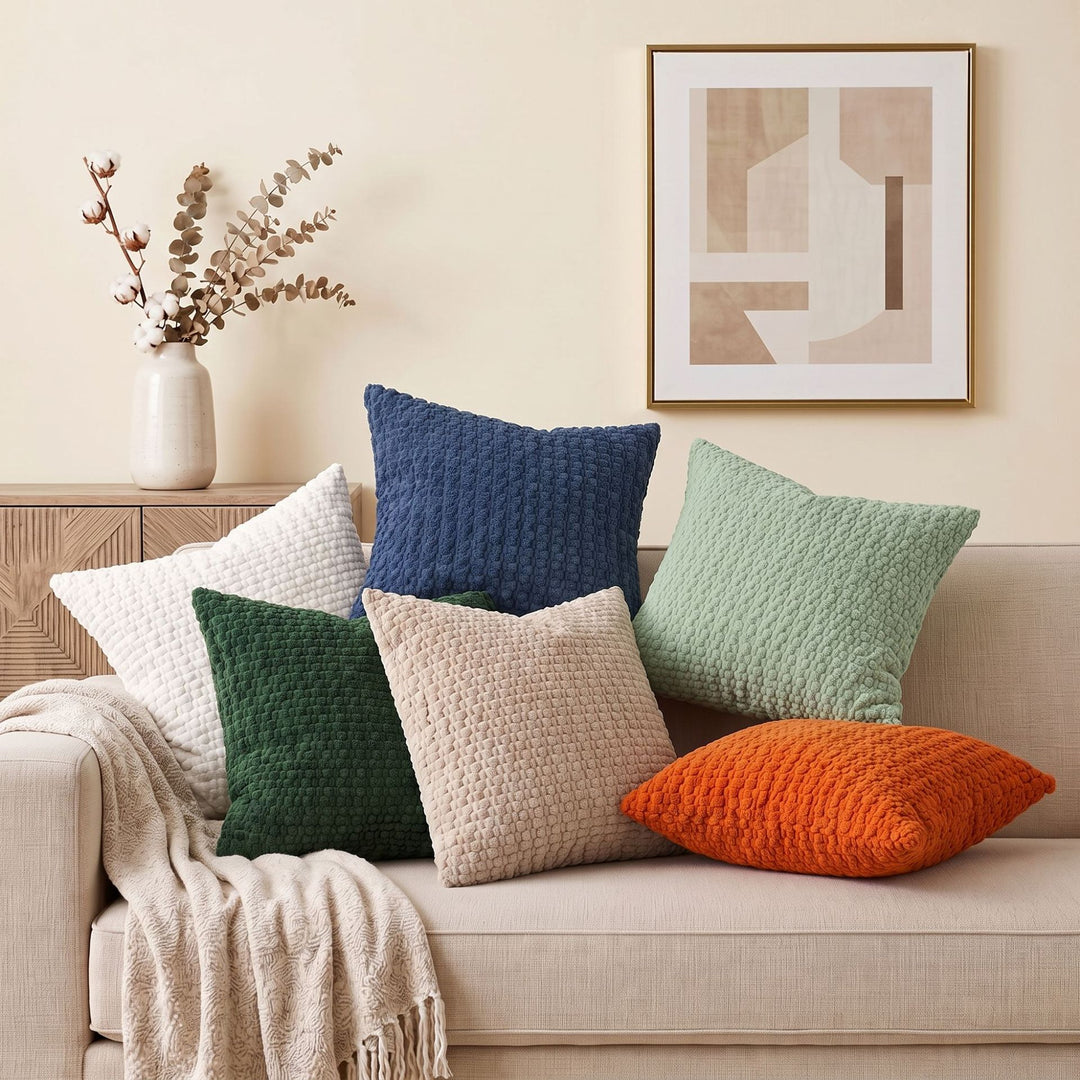 Decorative Plush Chunky Waffle Texture Throw Pillow Cover Bowlift