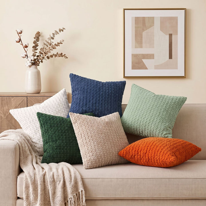 Decorative Plush Chunky Waffle Texture Throw Pillow Cover Bowlift