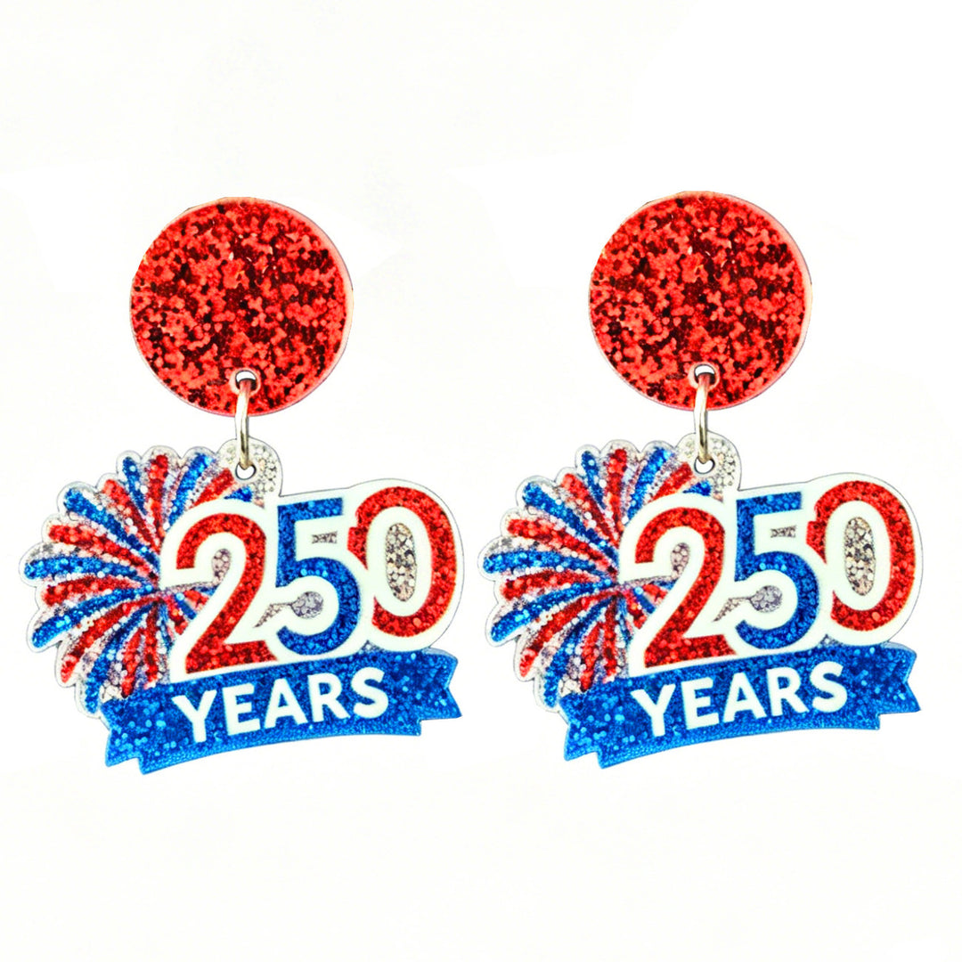 Ladies nan glittering bow earrings with stud closure and star stripe motif Bowlift