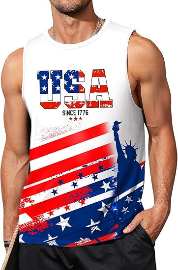 Men's nan patriotic graphic sleeveless muscle tank top with eagle print Bowlift