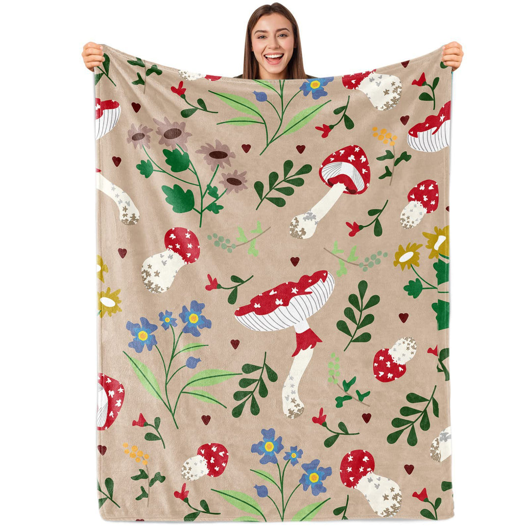 Artistic Mushroom-Themed Throw Blanket