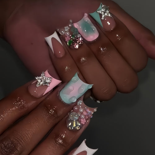 Decorative Artistic Press-On Nail Set Bowlift