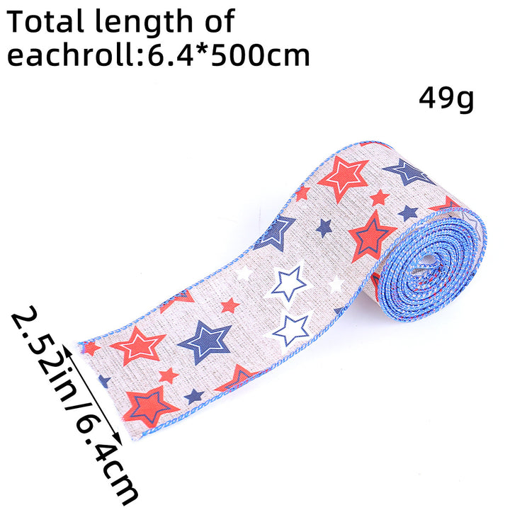 Unisex nan decorative wired Americana craft ribbon set with stars stripes truck and flag print Bowlift