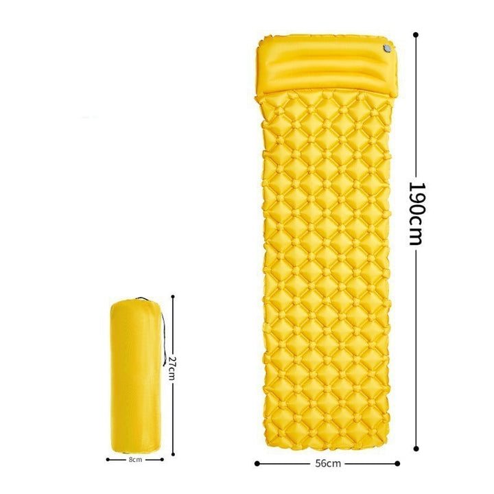 insulated inflatable camping sleeping pad with integrated headrest and quilted anti-slip surface Bowlift