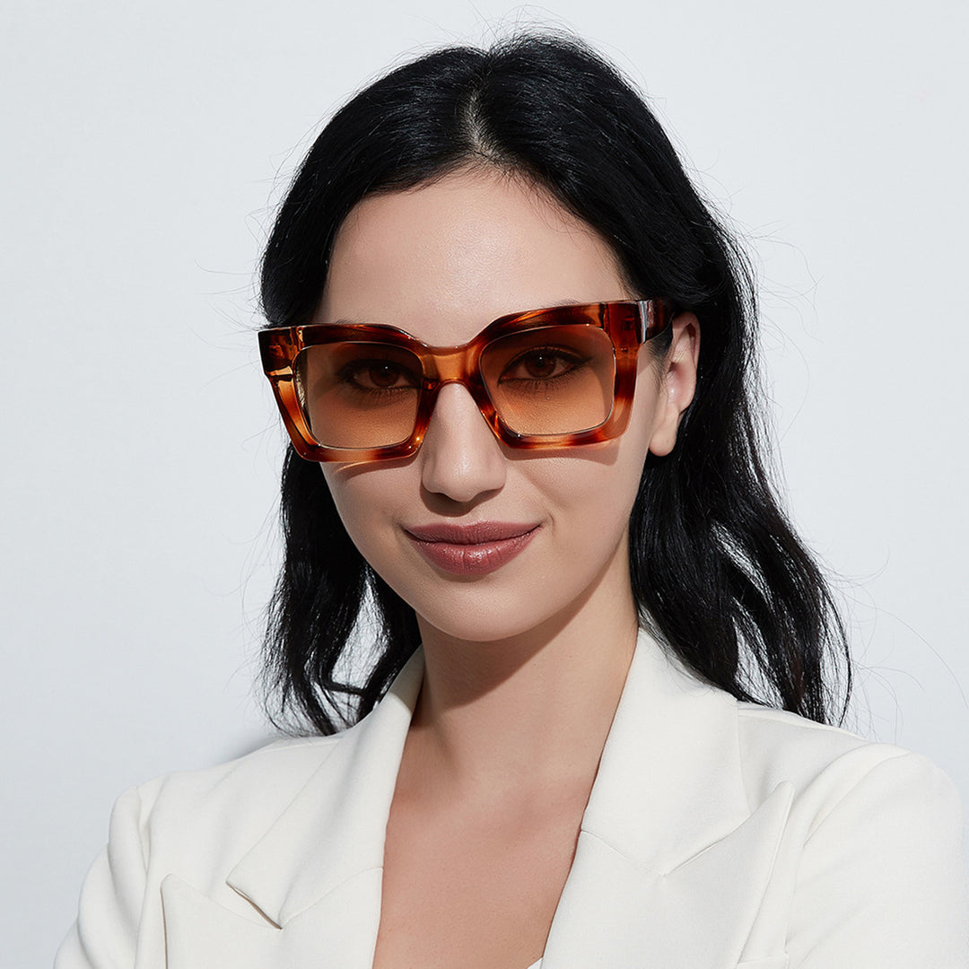 Women's trendy square sunglasses with transparent frame Bowlift