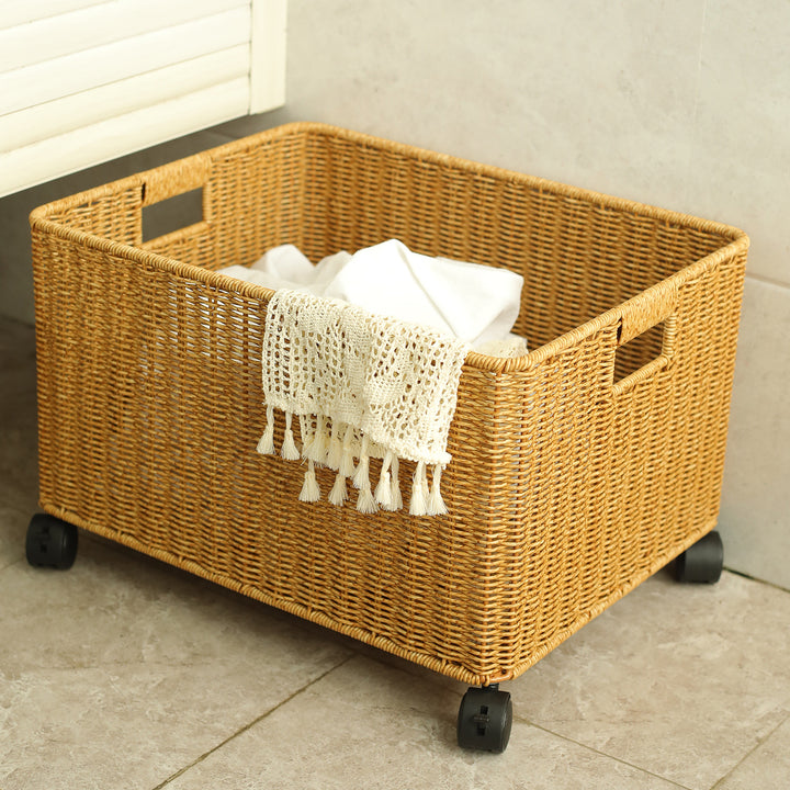Rolling Woven Storage Basket Bowlift