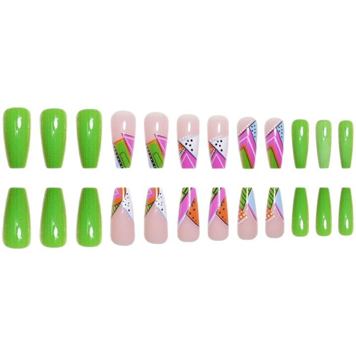 Artistic Neon Geometric Press-On Nail Art Extensions Bowlift