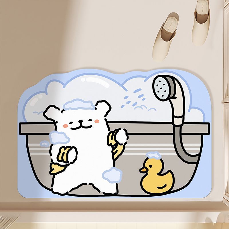 Playful Cartoon Theme Bath Mat Bowlift