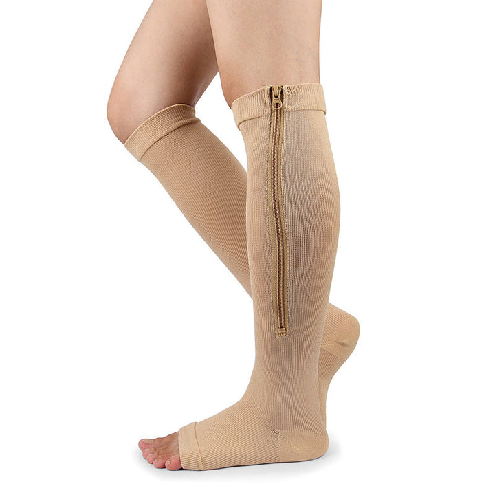 BowLift | Women’s Medical Knee-High Compression Socks | Zipper Open Toe