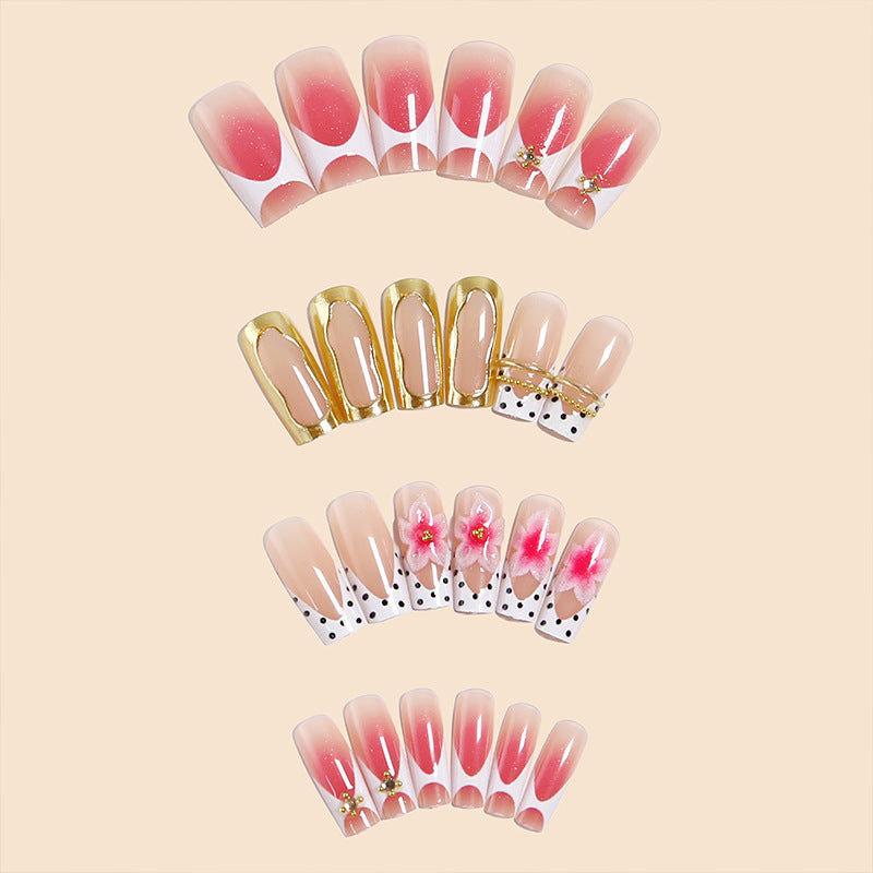 Artistic 3D Nail Tips with Floral Accents Bowlift