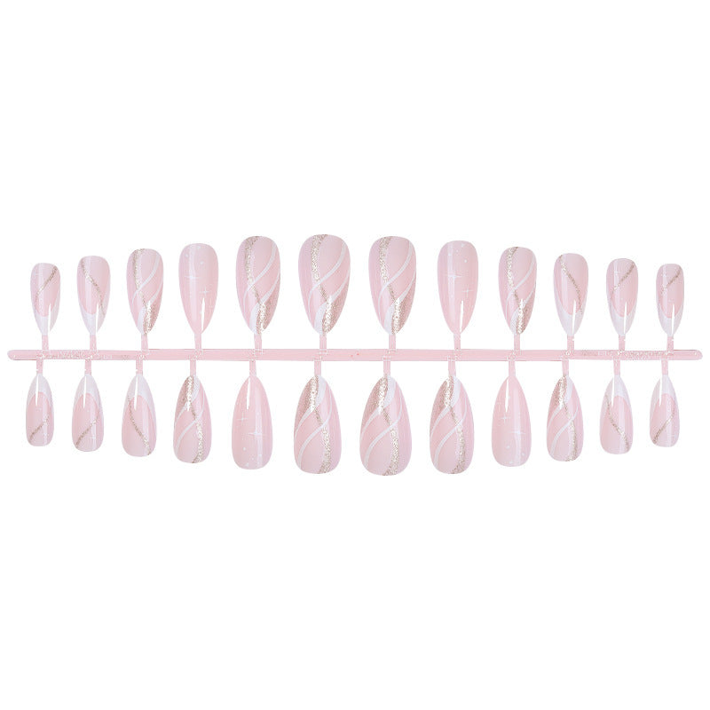 Artificial nail set with elegant marbled tips and glitter accents Bowlift