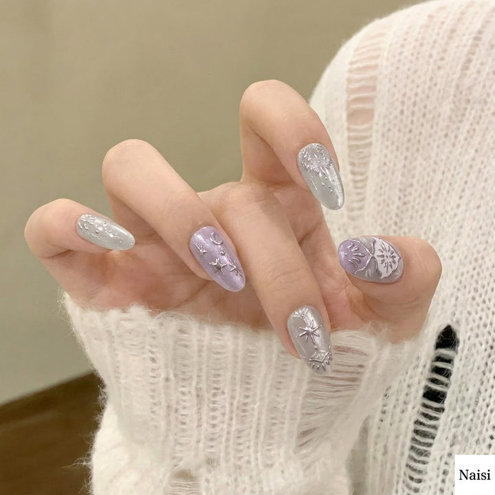 Decorative Metallic Press-On Nail Art Set Bowlift