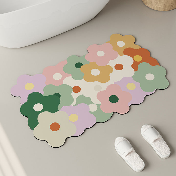 Decorative Floral Pattern Bath Mat Bowlift