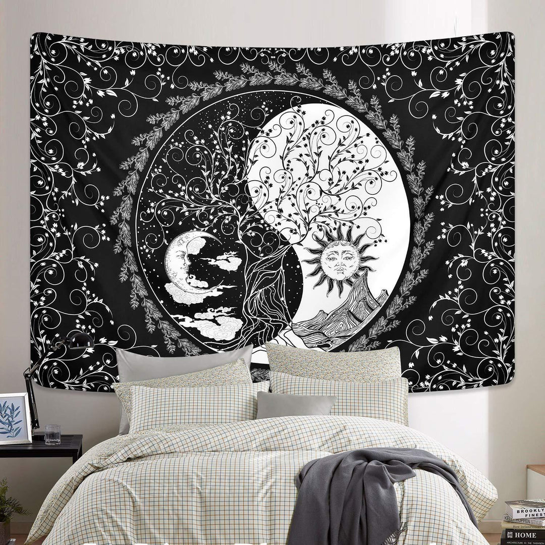 Celestial Sun and Moon Wall Tapestry