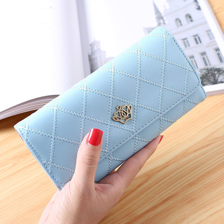 Quilted Long Wallet Clutch with Card Organizer and Coin Compartment Bowlift