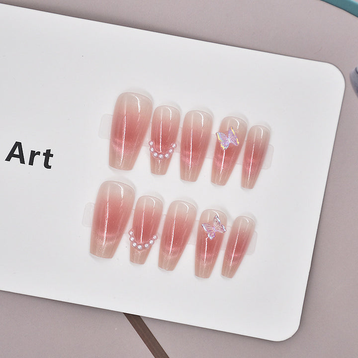Glamorous Heart-Themed Press-On Nail Set Bowlift