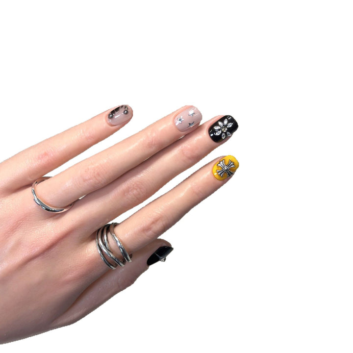 Artisanal Press-On Nail Set with Decorative Details Bowlift