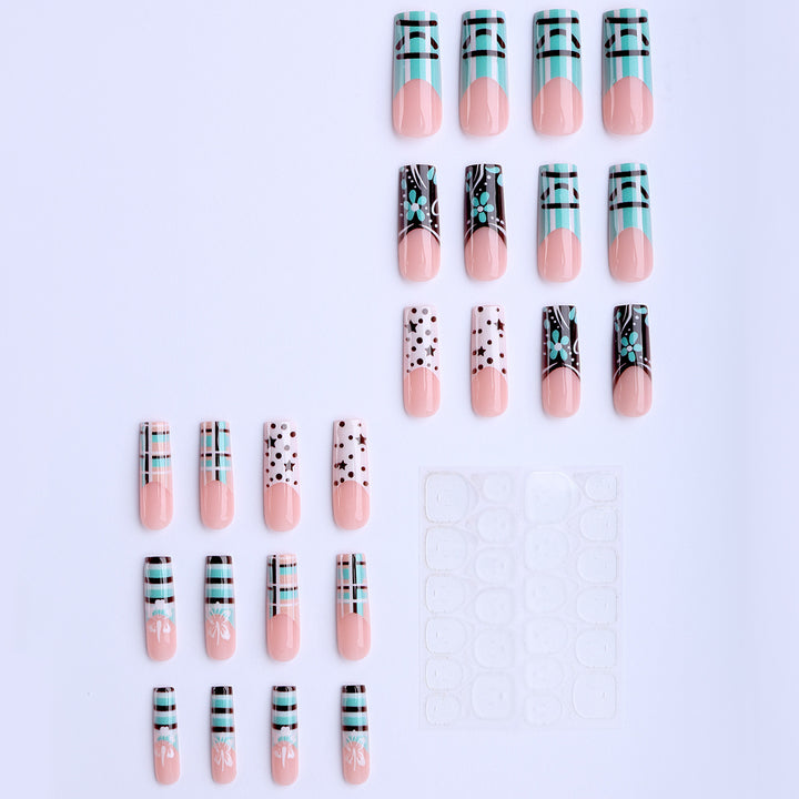Artificial nails with creative geometric and floral design Bowlift
