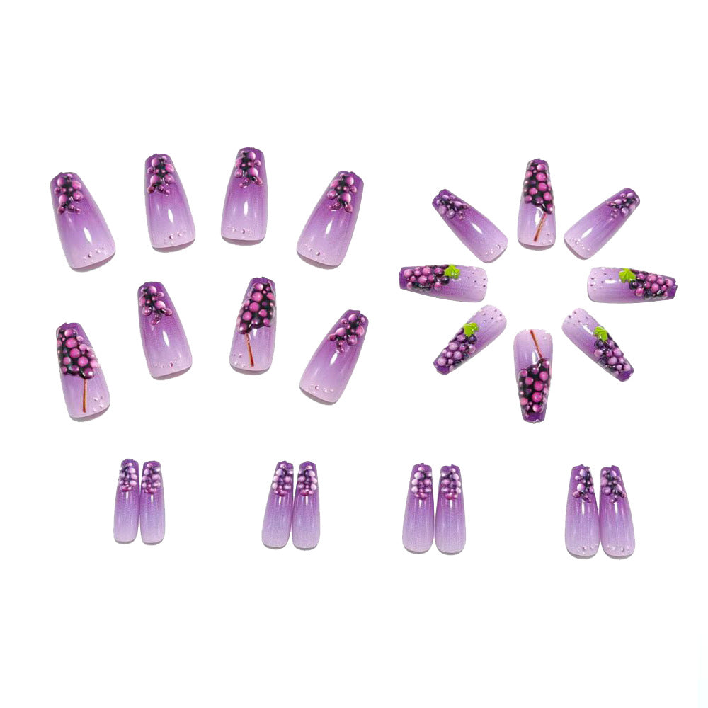 Artificial nails with detailed grape motifs Bowlift