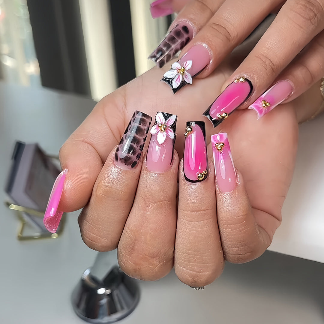 Artistic Floral Press-On Nail Extensions Bowlift 1787913978