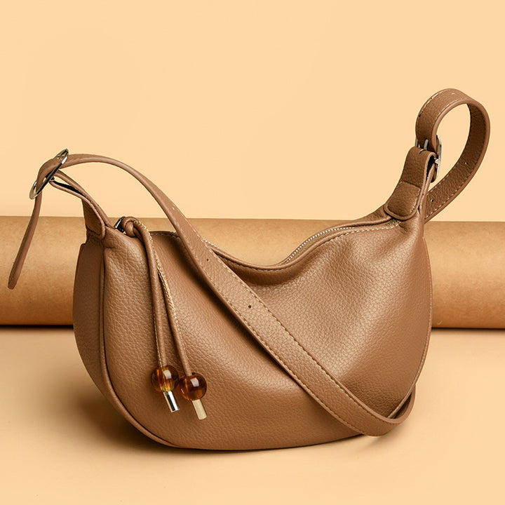 Casual Textured Leather Sling Bag Bowlift