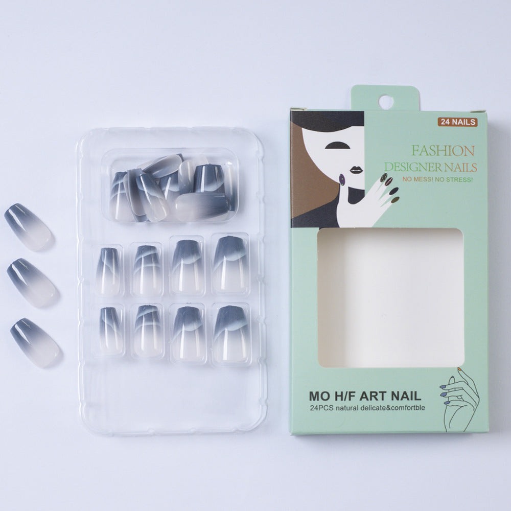 Elegant Artificial Nails with Transparent Gradient Bowlift