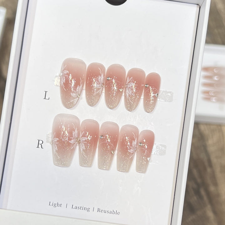 Elegant Floral-Inspired Press-On Nail Set Bowlift