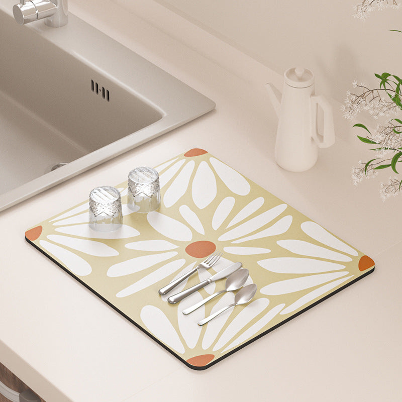 Floral Design Kitchen Drying Mat