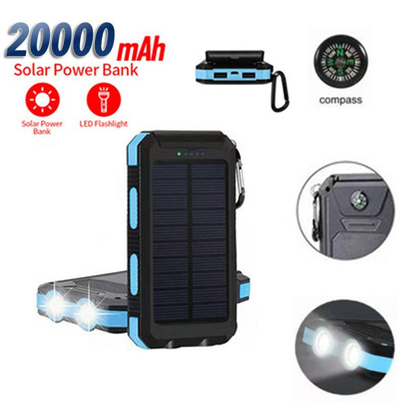 Solar charger with integrated compass and LED flashlight Bowlift