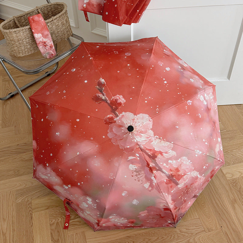 Ladies Foldable Umbrella with Innovative Flower Design Bowlift