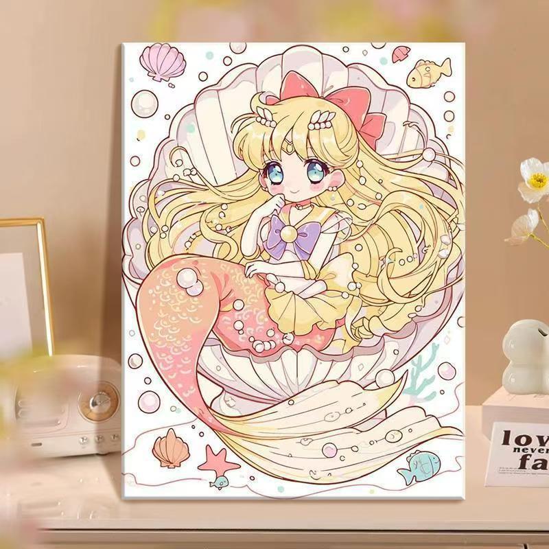 Anime-Inspired Mermaid Illustration Canvas Art Bowlift