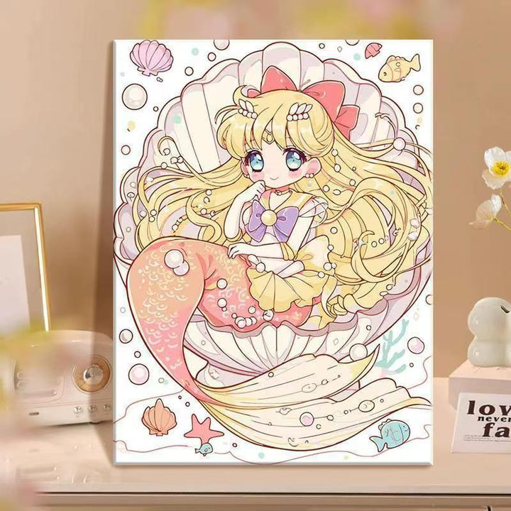 Anime-Inspired Mermaid Illustration Canvas Art Bowlift