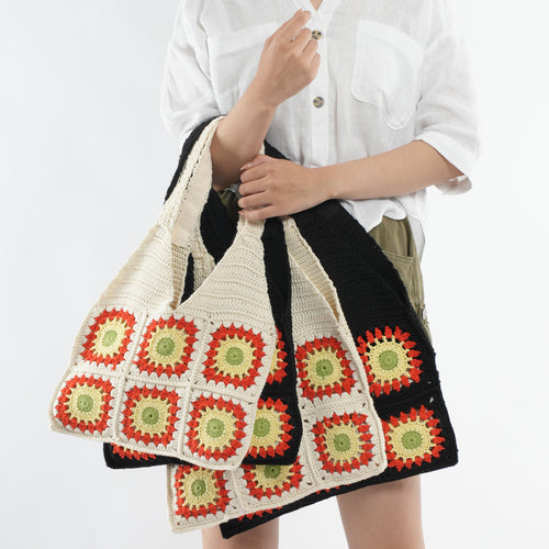 Crochet handbag with retro pattern Bowlift