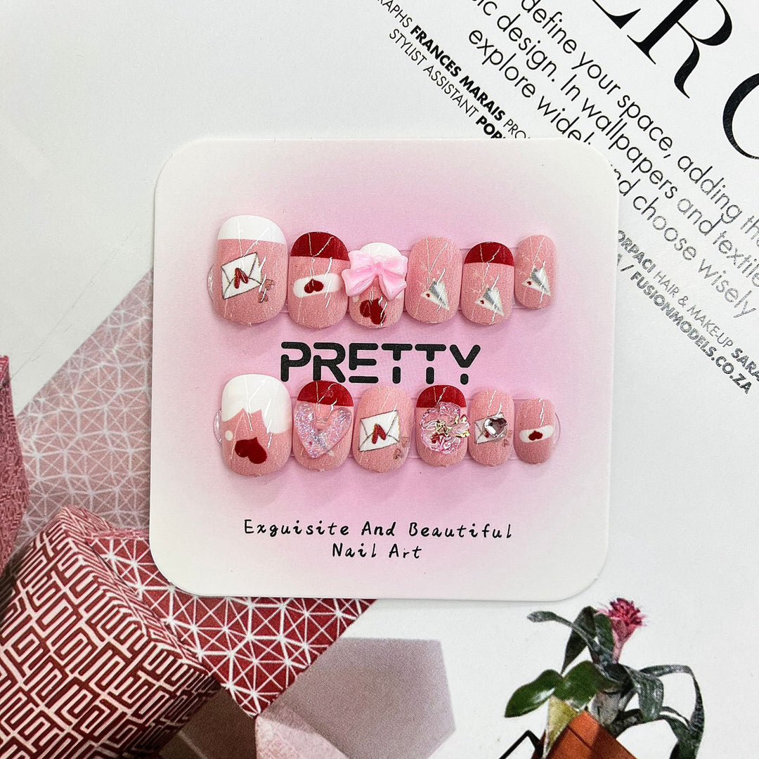 Artistic 3D Decorated Press-On Nail Set Bowlift