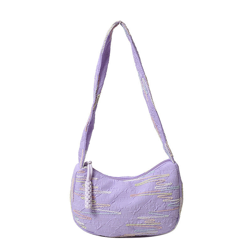 WoTextured Fabric Shoulder Bag Bowlift