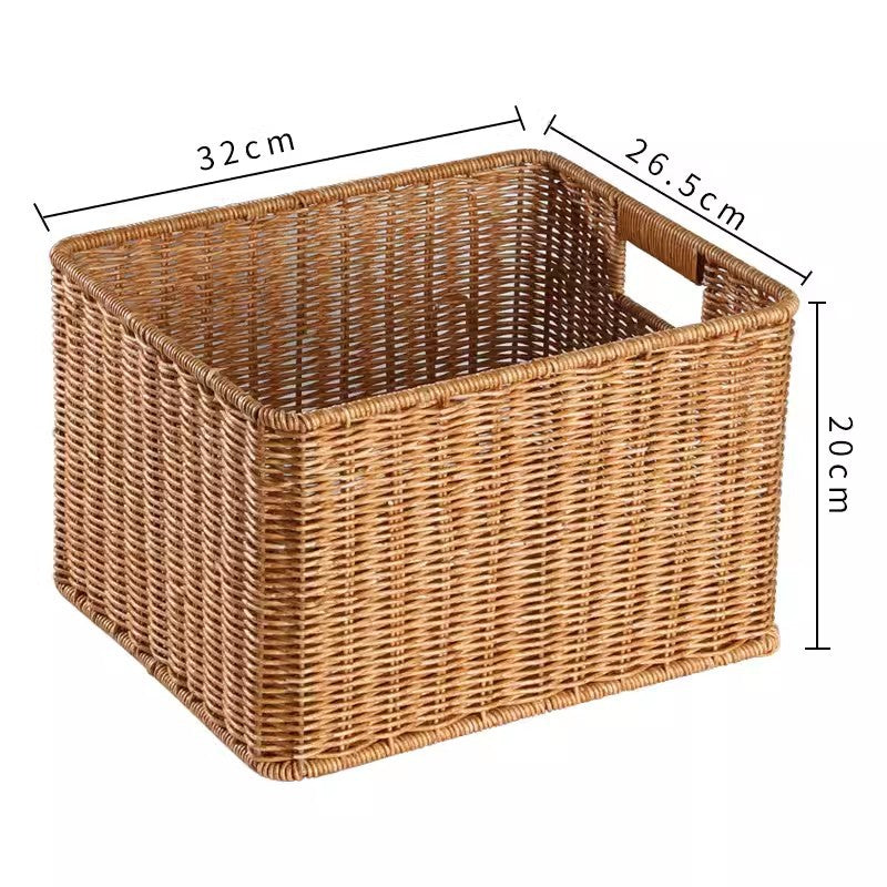 Women's Rectangular Storage Basket Made of Natural Wicker Bowlift