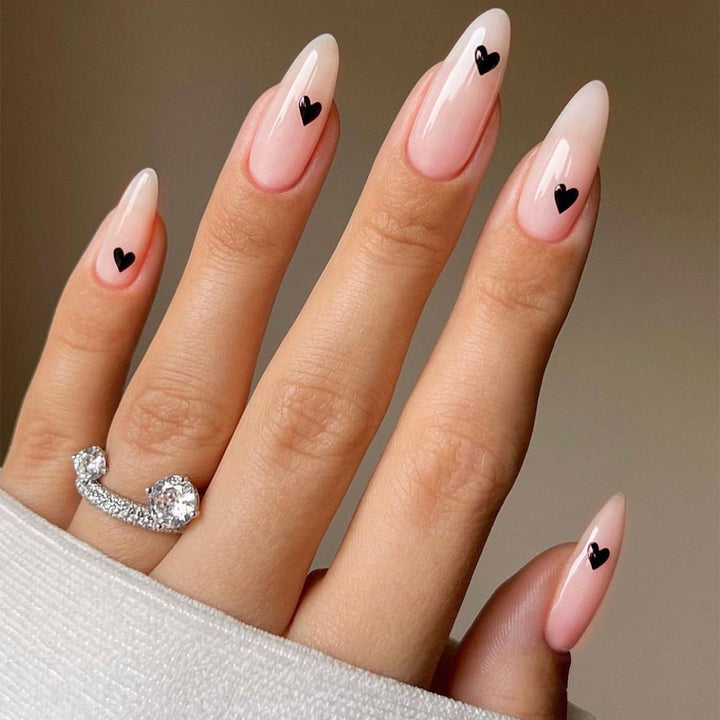 Acrylic nail set with stylish heart designs Bowlift