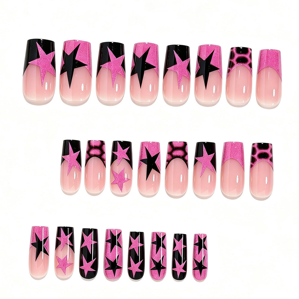 Artistic Star Pattern Press-On Nails Bowlift