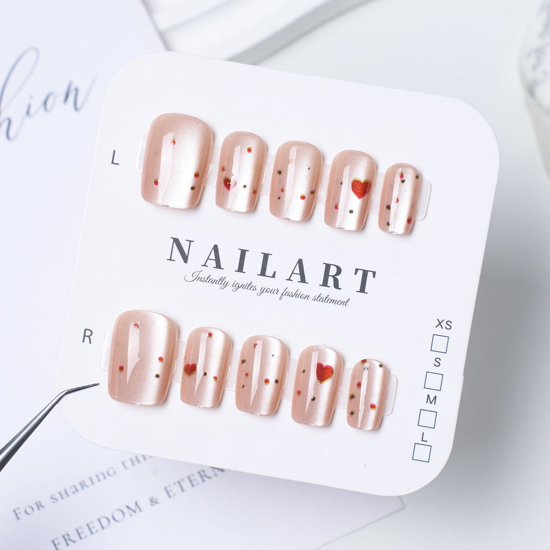 Artificial nails with elegant ombre effect and glitter coating Bowlift