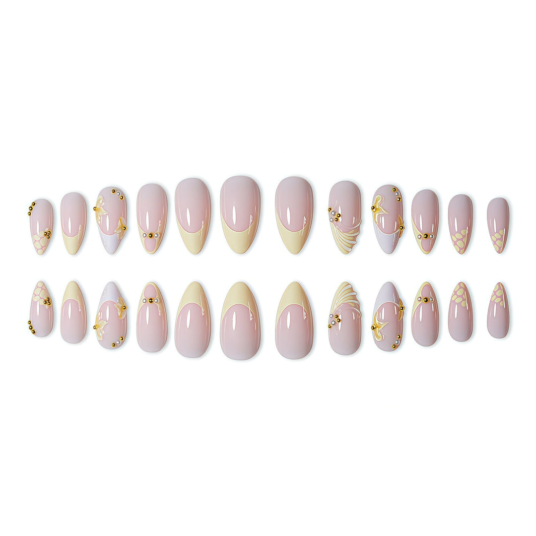 Elegant Natural Floral Press-On Nail Art Bowlift