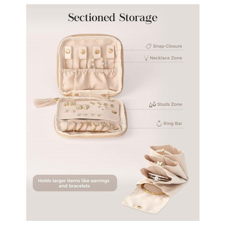 Jewelry Organizer Bag with Multifunctional Interior Layout Bowlift