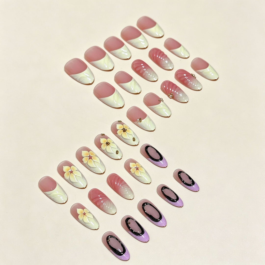 Artistic 3D Floral Press-On Nail Extensions Bowlift