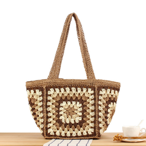 Macrame Tote Bag with Geometric Pattern Bowlift