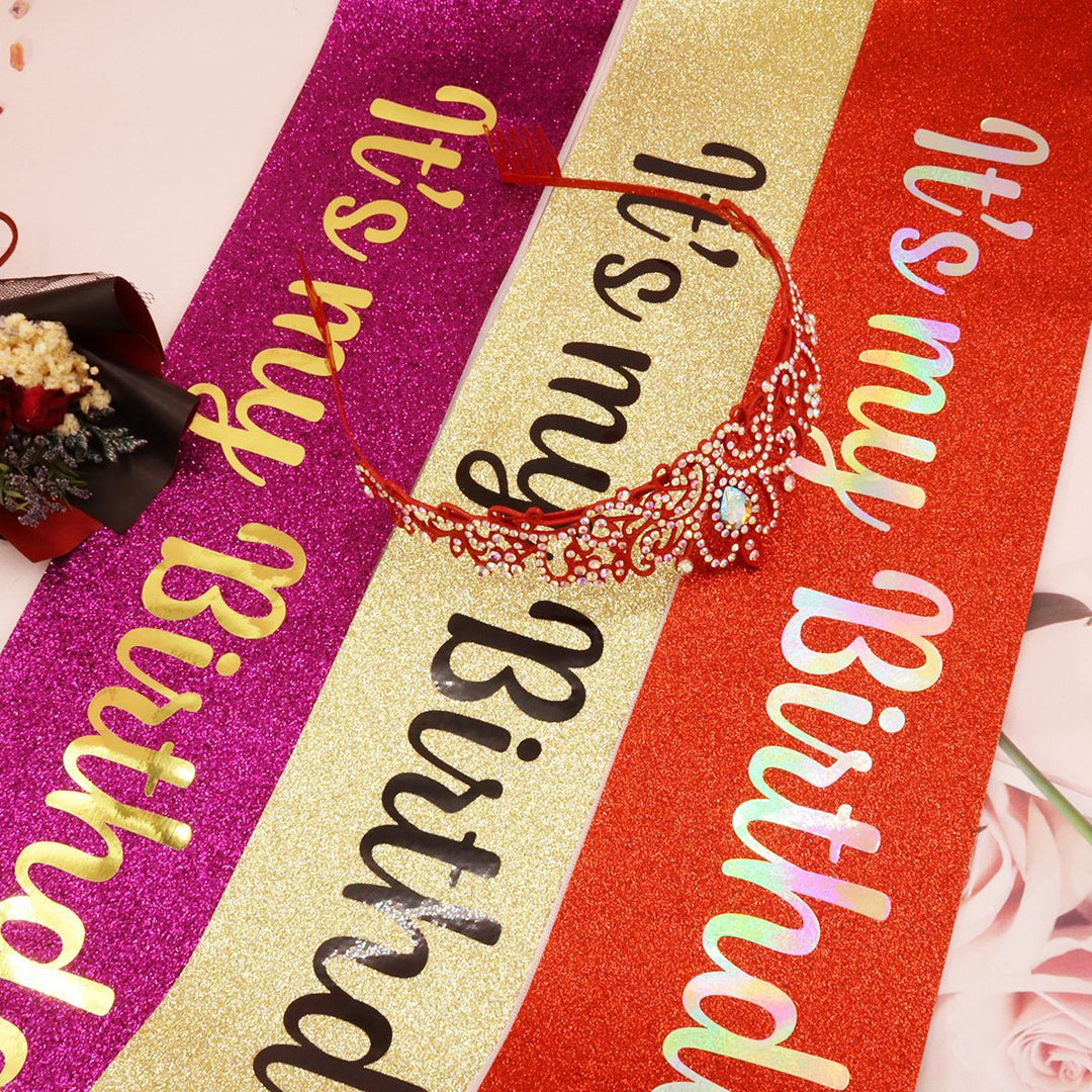 Ladies Festive Birthday Band with Glitter Design Bowlift