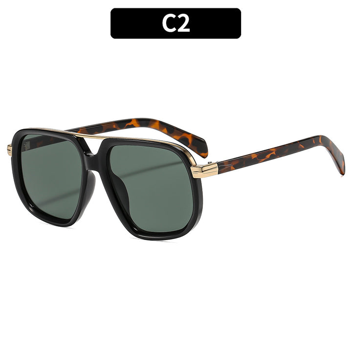 Oversized Square Frame Sunglasses with Elegant Acetate Arms