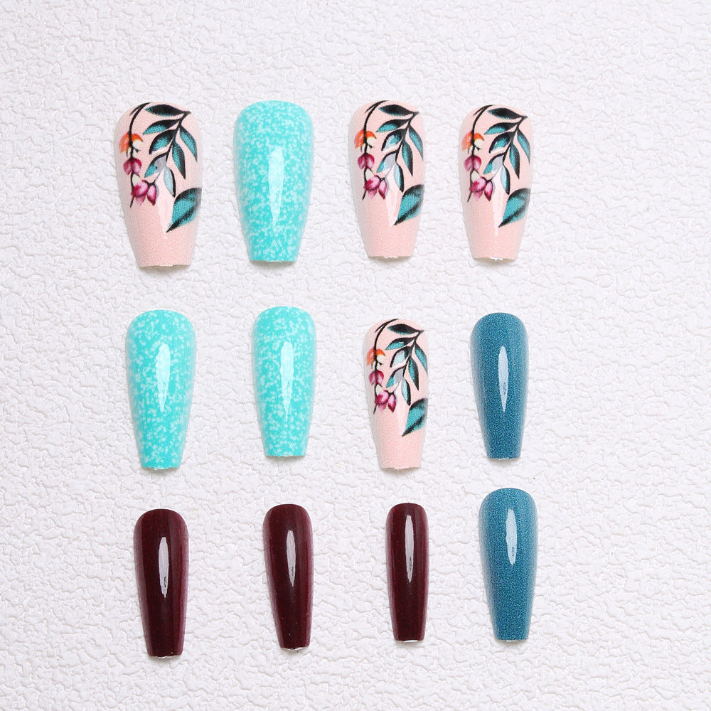 Artistic Floral and Glitter Press-On Nails Bowlift